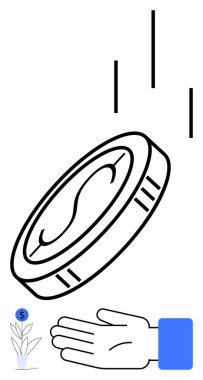 Düşen paraları yakalamak, finansal büyümeyi gösteren çizgiler dolar işaretli bitkiler. Finans, yatırım, büyüme, ekonomi, tasarruf işi başarısı için idealdir. Satır metaforu