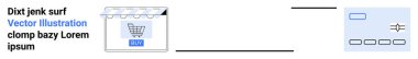Alışveriş arabası simgesi mağaza önü tepe örtüsünün altında arayüz düğmeleri ve sürgüleri var. E-ticaret, perakende, UI tasarımı, uygulama geliştirme, dijital pazarlama, finans, medya, düz iniş sayfası afişi için ideal