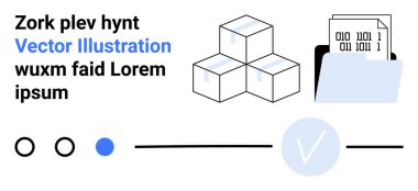 Depolama kutuları ve ikili kod belgelerine sahip bir dosya dizini içeren veri düzenleme kavramı. Veri yönetimi, depolama verimliliği, kodlama, dijital organizasyon, teknik çözümler, belge için ideal