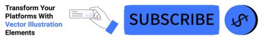 Üzerinde dolar simgesi olan büyük mavi abonelik düğmesinin yanındaki abonelik kartını elle sunuyorum. Abonelik modelleri, dijital hizmetler, platformlar, ödeme özellikleri, e-ticaret, SaaS, düz iniş sayfası için ideal