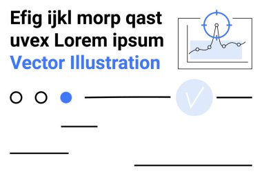 Efig ijkl morp qast uvex Lorem ipsum 'u grafik, dairesel elemanlar, çizgiler ve işaretleme simgesiyle yaz. Dijital pazarlama, analitik, web tasarımı, iş stratejisi, kurumsal sunumlar için ideal