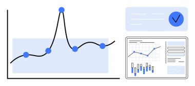 Veri noktaları, çubuk grafikleri ve işaret simgesini işaretle. İş analizi, mali raporlar, piyasa araştırması, veri sunumu, istatistik eğitimi, kurumsal stratejiler için ideal