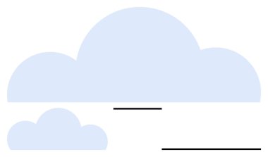 Basit yatay siyah çizgileri olan yumuşak mavi bulutlar temiz ve modern bir görünüm oluşturur. Hava, teknoloji, berraklık, basitlik, doğa, gökyüzü, dinginlik, soyut düz metafor için idealdir.