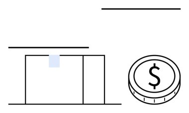 Binanın ön cephesi bir dolar bozuklukla eşleştirilmiş. İnşaat bütçeleri, emlak yatırımları, mali planlama, mimari, maliyet analizi, kentsel tasarım, soyut düz metafor için ideal