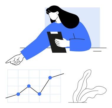 Pano tutarken profesyonel grafik eğilimleri gözden geçirilirken, yukarı çizelge ve bitki destekleyici unsurlar olarak kullanılıyor. Veri analizi, araştırma, raporlar, iş stratejisi, üretkenlik ve takım çalışması için ideal