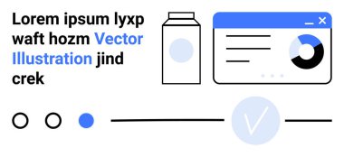 Sahte bir ürün, veri tabanlı bir panel ve yer tutucu metin içeren soyut görselleştirme. Veri analizi, ürün tasarımı, iş analizleri, UIUX tasarımı, pazarlama için ideal