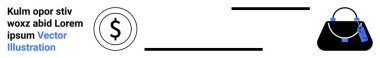 Minimum çizgileri olan parlak bir el çantasının yanında dolar işareti simgesi. E-ticaret, alışveriş, moda, aksesuarlar, dijital cüzdanlar, satış promosyonları, düz iniş sayfası afişi için ideal