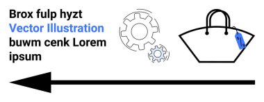 Vitesler, etiketli çanta, yeniliği, perakendeciyi, yönü, pazarlama stratejilerini sembolize eden kara ok. Ticari, teknoloji, perakende markalaşma e-ticaret lojistiği sade iniş için ideal