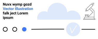 Mikroskop, bulut grafiği, ilerleme işaretleri ve dairesel adımlar. Bilim, araştırma, ilerleme takibi, teknoloji veri depolama, eğitim materyalleri için ideal. İniş sayfası