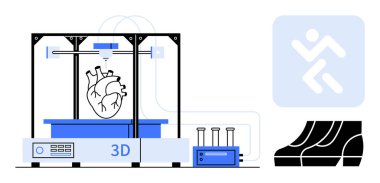 3D yazıcı insan kalbi modeli yaratıyor. Cihazlar ve kimyasal borular yakında. Tıbbi yenilik ve biyomekanik gelişmeler. Sağlık, biyoteknoloji, spor bilimi, eczacılık için ideal.