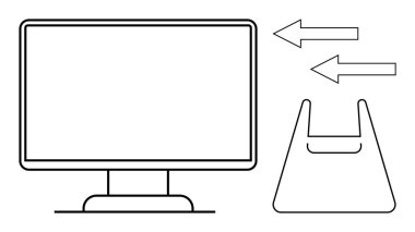 Dijital bilgisayar monitörü, alışveriş torbasını gösteren iki ok. E-ticaret, çevrimiçi alışveriş, dijital perakende satış, internet işlemleri, elektronik ticaret, teslimat hizmetleri için ideal. Asgari