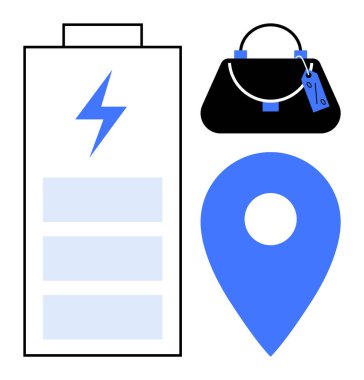 Çantanın yanında pil ve GPS pimi var. Teknoloji, moda, seyahat, bağlantı, navigasyon, sürdürülebilirlik, e-ticaret temaları için idealdir. Modern gereksinimlerin sinerjisini temsil ediyorum.