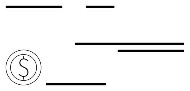 Temiz bir minimalist düzende soyut yatay çizgileri olan bir dairede dolar sembolü. Finans, ödemeler, para, işlemler, ekonomi, bütçe, muhasebe, soyut satır düz metaforu için ideal
