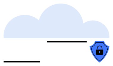 Mavi bulut grafiği, veri gizliliğini, siber güvenliği ve çevrimiçi depolamayı sembolize eden bir kalkan kilidi ikonu. Teknoloji için ideal, dijital güvenlik, bulut bilgisayarı, bilişim güvenliği, çevrimiçi gizlilik