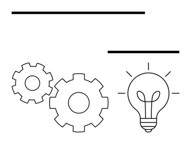 Ampul ve dişliler yenilik, mekanik süreçler ve yaratıcı çözümler fikrini betimliyor. Teknoloji, mühendislik, bilim, yenilik, beyin fırtınası, takım çalışması ve strateji için ideal