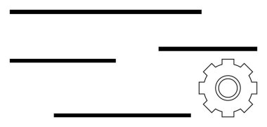 Yatay çizgileri olan ikon işlevselliği, süreç akışını, koordinasyonu ve verimliliği sembolize ediyor. Operasyonlar için ideal, takım çalışması, otomasyon, endüstri, geliştirme optimizasyonu soyut çizgi