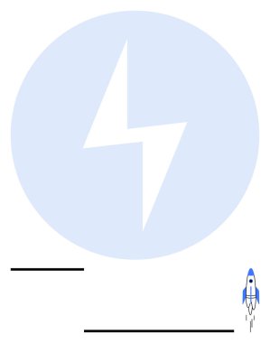 Mavi çemberdeki kalın yıldırım enerjiyi simgeler. Küçük roket büyümeyi ve yeniliği ön plana çıkarır. Girişimler için idealdir, teknoloji, güç, hız, yenilik, yaratıcılık büyümesi. Soyut satır düzlüğü