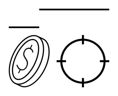 Çapraz grafiğin yanında dolar işareti var. Nesneleri çevreleyen çizgiler. Mali planlama, yatırım stratejileri, ekonomik hedefler, pazarlama hedefleri, iş amaçları, bütçe