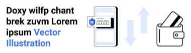 Güvenlik kalkanlı cep telefonu bir parola ekranı ve kredi kartı olan bir cüzdanı gösteren oklar tutuyor. Çevrimiçi alışveriş, dijital ödeme, mobil güvenlik, finansal uygulamalar, veriler için ideal