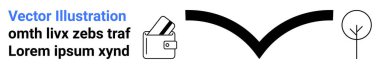 Kartlı cüzdan, stilize metin, ters simge ve basit ağaç. Finansal temalar, minimalizm, navigasyon, doğa temsili, tipografi grafik tasarımı ve iniş sayfası için ideal