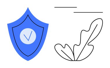 İşaretli kalkan, güvenlik ve koruma anlamına gelir. Yaprak ve çizgiler büyümeyi ve dengeyi sembolize eder. Temalar için ideal güvenlik, istikrar, sürdürülebilirlik, büyüme, denge, doğa