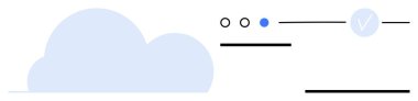 Üç dairesel durum göstergesinin yanında bulut silueti ve doğrulama işareti. Teknoloji, veri depolama, çevrimiçi hizmetler, güvenlik, ağ oluşturma, bulut hizmetleri, bilişim desteği için ideal. Çizgi
