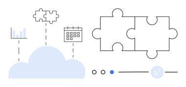 Veri tablosu, takvim ve bulmaca parçaları birleştirilmiş bulut. Takım çalışması, veri entegrasyonu, görev yönetimi, üretkenlik, proje planlama bulut hesaplama ve işbirlikçi araçlar için ideal. Çizgi