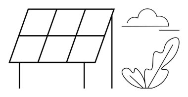 Güneş paneli, duruş, bulut ve yaprak çevresel sürdürülebilirlik ve temiz enerjiyi özetliyor. Yeşil teknoloji, yenilenebilir enerji, çevre dostu uygulamalar, iklim değişikliği, çevre