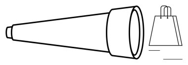 Alışveriş çantalı teleskopik araç, gözlem ve tüketici alışkanlıklarını vurguluyor. Perakende satış, keşif, tüketici davranışı, piyasa araştırması, gelecek planlama, keşif ve yenilik için ideal. Çizgi