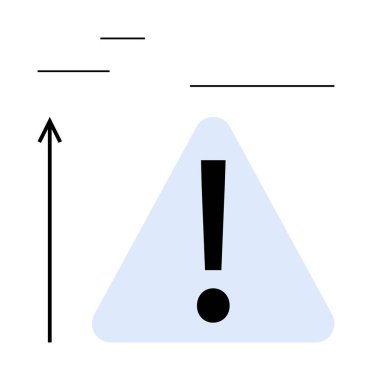 Yukarı doğru uzanan yatay çizgileri gösteren mavi bir üçgen içinde ünlem işareti. Dikkat, ilerleme, tetikte olma, hareket, odaklanma, büyüme, yön için ideal. Satır metaforu