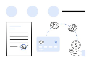 İmzalı belge, kredi kartı, el yapımı paralar. Finans, bankacılık, çevrimiçi ödemeler, işlemler, iş anlaşmaları e-ticaret ve güvenli ödemeler için ideal. Satır metaforu