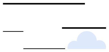 Mavi bulut siyah yatay çizgilerle eşleştirildiğinde basitlik, hız ve bağlantı sağlanır. Teknoloji, bulut hesaplama, minimalizm, modern tasarım, veri, inovasyon soyut çizgi için ideal