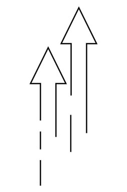 Yukarı bakan iki basit siyah ok. İlerleme, büyüme, yön, başarı, gelişme, strateji ve gelecekteki görünüm konuları için idealdir. İşle ilgili tüm iniş sayfalarına harika bir ekleme.