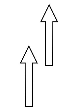 Yukarı doğru iki siyah ok, büyümeyi, ilerlemeyi ve yukarı doğru hareketi simgeliyor. İş sunumları, büyüme stratejileri, ilerleme takibi, başarı göstergeleri ve minimalist tasarımlar için ideal