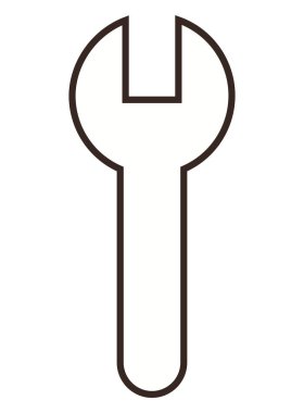 Stilize anahtar ana hatları sembolize araçlar, onarım, mühendislik ve inşaat. Teknoloji, mekanik, DIY projeleri, endüstriyel iş makineleri hassasiyet ve bakım için ideal. Düz renk