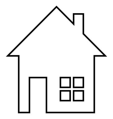 Bacası, kapısı ve dört camlı penceresi olan basit bir evin taslağı. Gayrimenkul, inşaat, mimari, konut geliştirme, emlak yönetimi, konut, konut için ideal