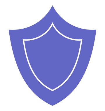 İç hatları savunma, güvenlik ve güvenilirliği vurgulayan mavi bir kalkan. Güvenlik, koruma, mahremiyet, güven, sigorta teknolojisi ve güvenlik teması için ideal. Düz renk simgesi