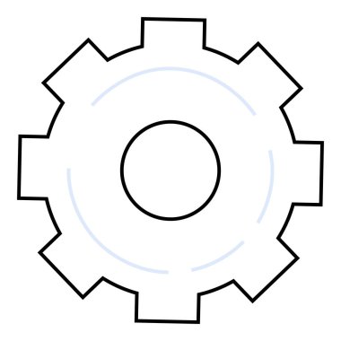 Siyah çizgili vites sembolü. Mühendislik, teknoloji, makine, kişiselleştirme, ayarlar, mekanik parçalar, endüstriyel tasarım İniş sayfası için ideal
