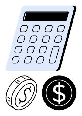 Hesaplayıcı ve mali planlama, iş muhasebesi, nakit akışı, tasarruf ve yatırımları ön plana çıkaran iki madeni para. Ekonomi, finans, bütçe, analiz ticaret eğitimi için idealdir.