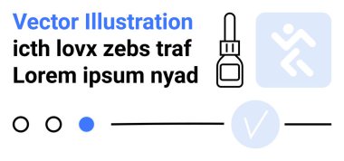 Yer tutucu metni, çalışan adam simgesi, onay kutusu ve asgari düzeyde ilerleme göstergeleri gibi çeşitli unsurlar. Web tasarımı, UIUX, uygulama tasarımı, dijital arayüzler, sunumlar için ideal