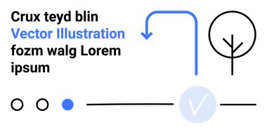Metin, ağaç, çember, ok ve çizgi elementleriyle soyut geometrik tasarım. Sunumlar için ideal, eğitim materyali, bilgi grafikleri, web tasarım pazarlama görsel sanat projeleri