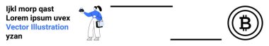 Akıllı telefon tutan kadın, Bitcoin sembolü ile temsil edilen dijital para birimi konseptiyle etkileşime geçiyor. Finans, kripto para birimi, online ödeme, e-cüzdan, fintech, engelleme zinciri, düz iniş sayfası için ideal