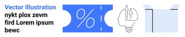Yüzde işaretli makbuz, fikir gelişimi için ampulün içindeki beyin ve açık kutu. İndirim, yaratıcı düşünme, beyin fırtınası, yenilik ve e-ticaret çözümler sunar. Soyut çizgi