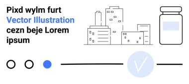 Gökdelenler, çeşitli dairesel simgeler, tıbbi şişeler. Kentleşme, şehir planlama, sağlık, teknoloji, modern tasarım kullanıcı arayüzü ve dijital pazarlama için idealdir. İniş sayfası