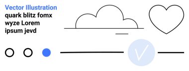 Geometrik şekiller, daireler, bulut, kalp ve yer tutucu metni ile işaretleme. Tasarım, web geliştirme, UXUI, eğitim bilgisi markalaştırma sunumları için idealdir. İniş sayfası