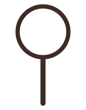 Dairesel mercekli ve düz saplı büyüteç, analizi, araştırmayı ve keşfi sembolize ediyor. Araştırma, teknoloji, eğitim, navigasyon, problem çözme araştırması için ideal