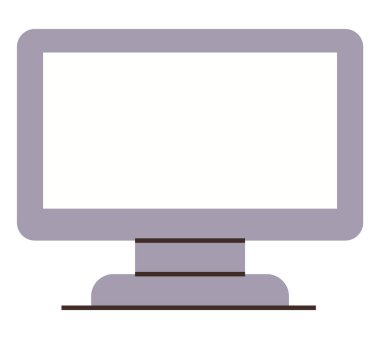 Düz dizayn masaüstü monitörü, çalışma alanı kurulumu için sağlam tabanlı. Teknoloji, dijital çalışma, üretkenlik, iş, yazılım, web tasarımı, eğitim için ideal. Düz renk simgesi