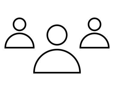 Üç basit kullanıcı simgesi. Orta simge daha büyük gösteri liderliği. Takım çalışması, işbirliği, ağ oluşturma, gruplar, organizasyonlar, insan kaynakları, yönetim için ideal. İniş sayfası