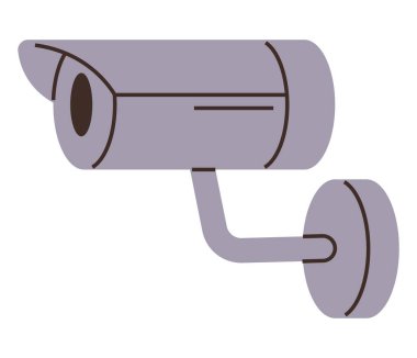 Silindirik şekilli ve ayarlanabilir parantezli gri duvara monte edilmiş güvenlik kamerası. Güvenlik, koruma, güvenlik, mahremiyet, izleme, teknoloji ve risk yönetimi için ideal. Düz renk simgesi