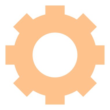 Düz dizayndaki turuncu dişli şekil süreci, mekaniği, ayarları, optimizasyonu, takım çalışmasını, mühendisliği, endüstriyi sembolize eder. Üretim, otomasyon üretkenlik yazılımı takım çalışması için ideal